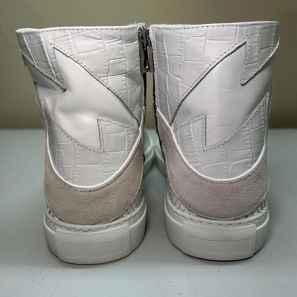 ZADIG & VOLTAIRE Zv1747 High Flash Keith Croc Blanc Leather Sneakers sz 38 $458 - Picture 8 of 9